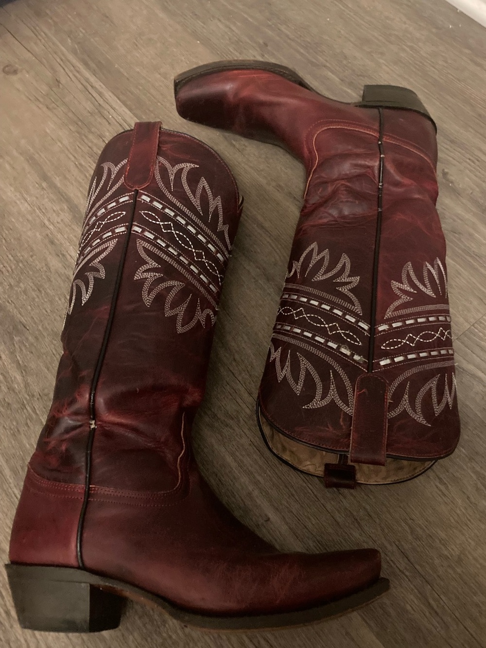 Tony lama dark red western boots